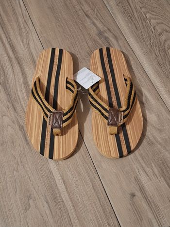 Tong effet bois été plage piscine Mixte