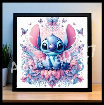 Cadre + affiche Disney Stitch  neuf sous emballage format 20x20cm