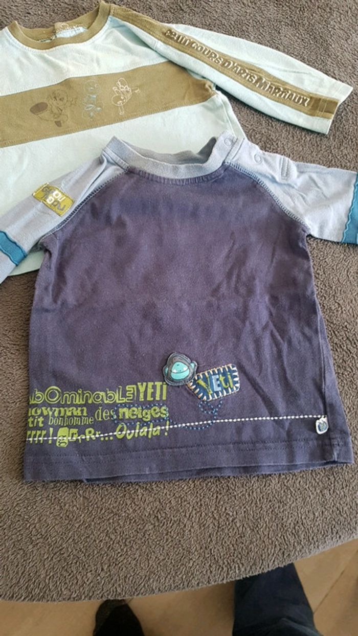 Lot de 2 tee-shirt manche longue taille 12 mois - photo numéro 2