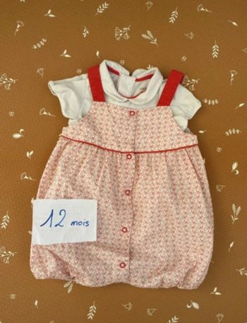 Ensemble body + salopette 12 mois - palmiers