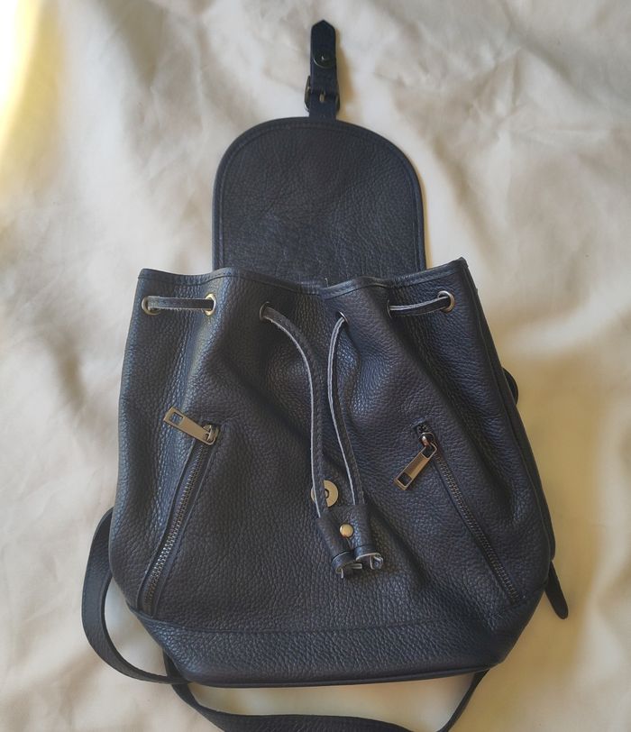 Sac à dos Luisa Vannini – Cuir grainé bleu marine – Made in Italy - photo numéro 3