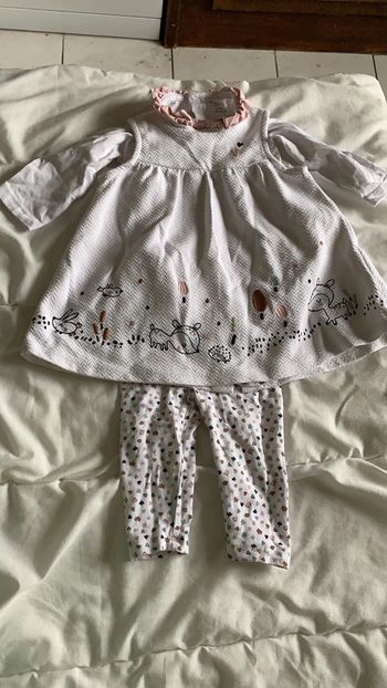 Ensemble fille du pareil au même 6 mois robe molletonnée, body manche longue et legging