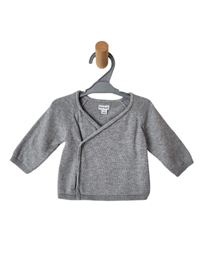 Gilet fin gris effet cache-coeur - Pat et Ripaton 3 mois