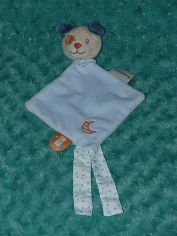 Doudou chien plat beige bleu Nattou 🐶parfait état