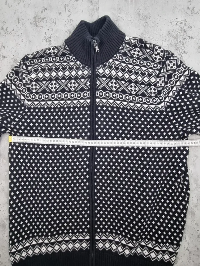 Veste zippée en maille jacquard Tommy Hilfiger – Noir & blanc – Taille XL Hommes (mesures en photos) - photo numéro 8
