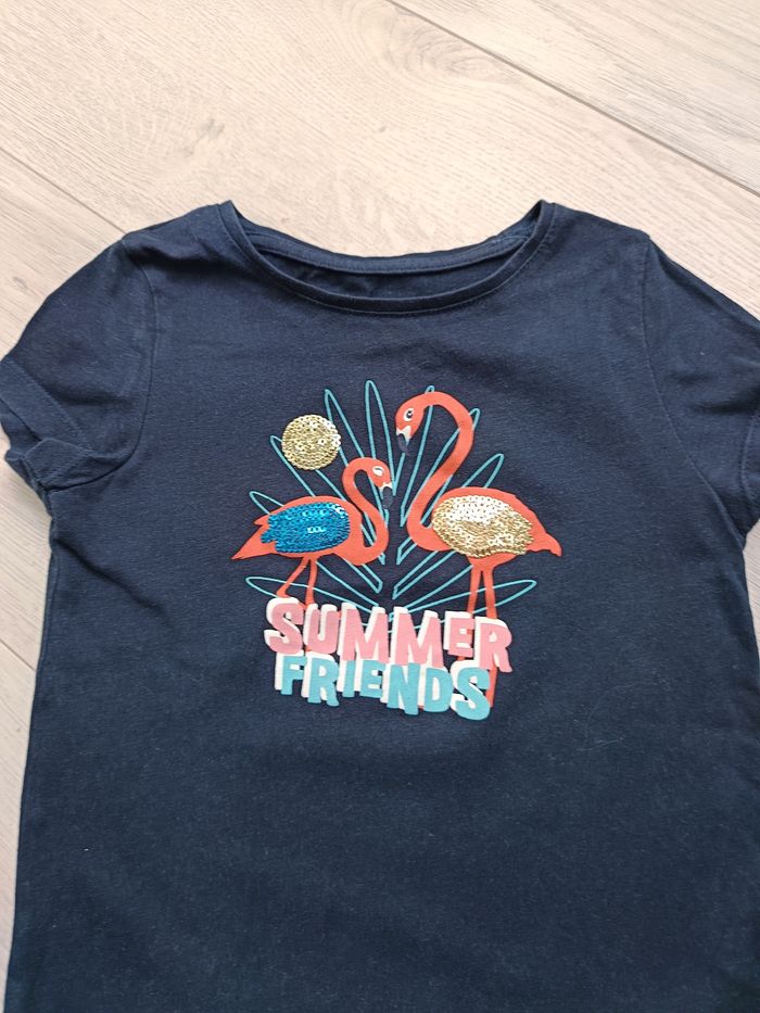 T-shirt bleu flamants roses Kiabi 5 ans - photo numéro 2
