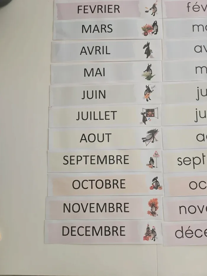 Lot d'affichage Mois de l'année Loup aimantés - photo numéro 2