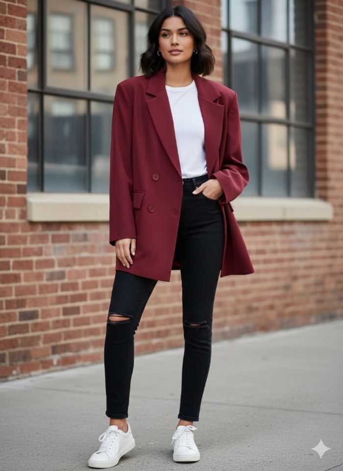 Blazer oversize bordeaux - photo numéro 3