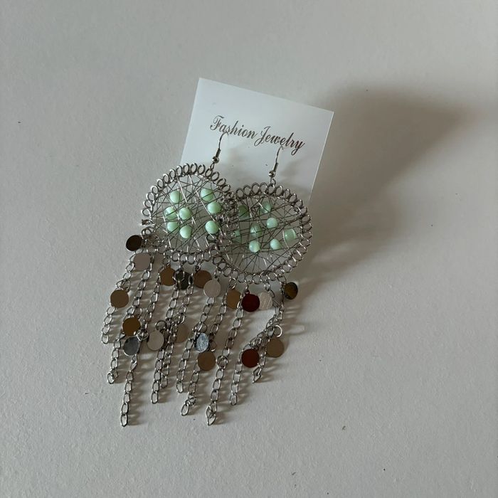 Boucles d’oreilles • argente & menthe • neuves 🌿