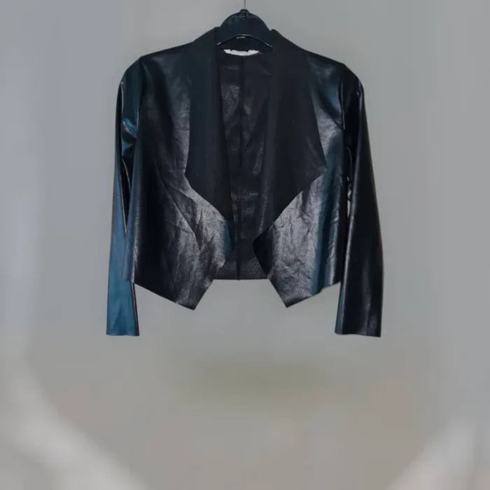 veste noire simili cuir PU fille 8 ans
