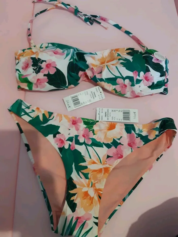 Maillot de bain 2 pieces etam neuf avec étiquette taille 36 - photo numéro 3