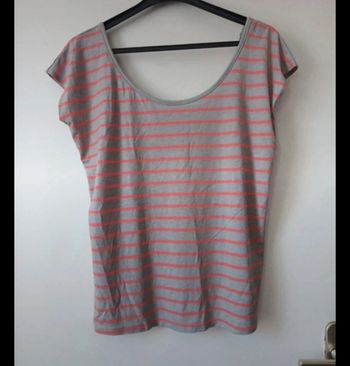 T-shirt rayé gris rouge in extenso L