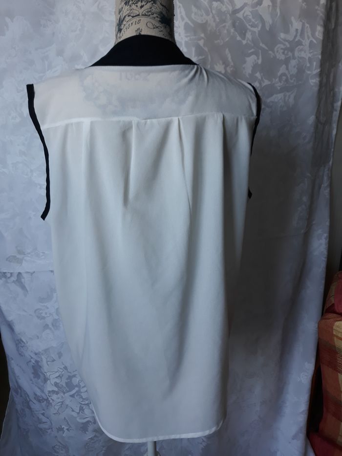 Faby27800 Chemisier Femme, Blanc et bordure noire, T 38 - photo numéro 2