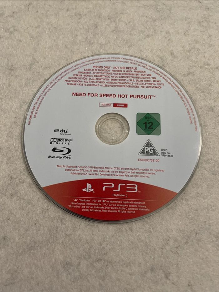 Need for Speed Hot Pursuit Jeu Playstation 3 PS3 FR Version Promo