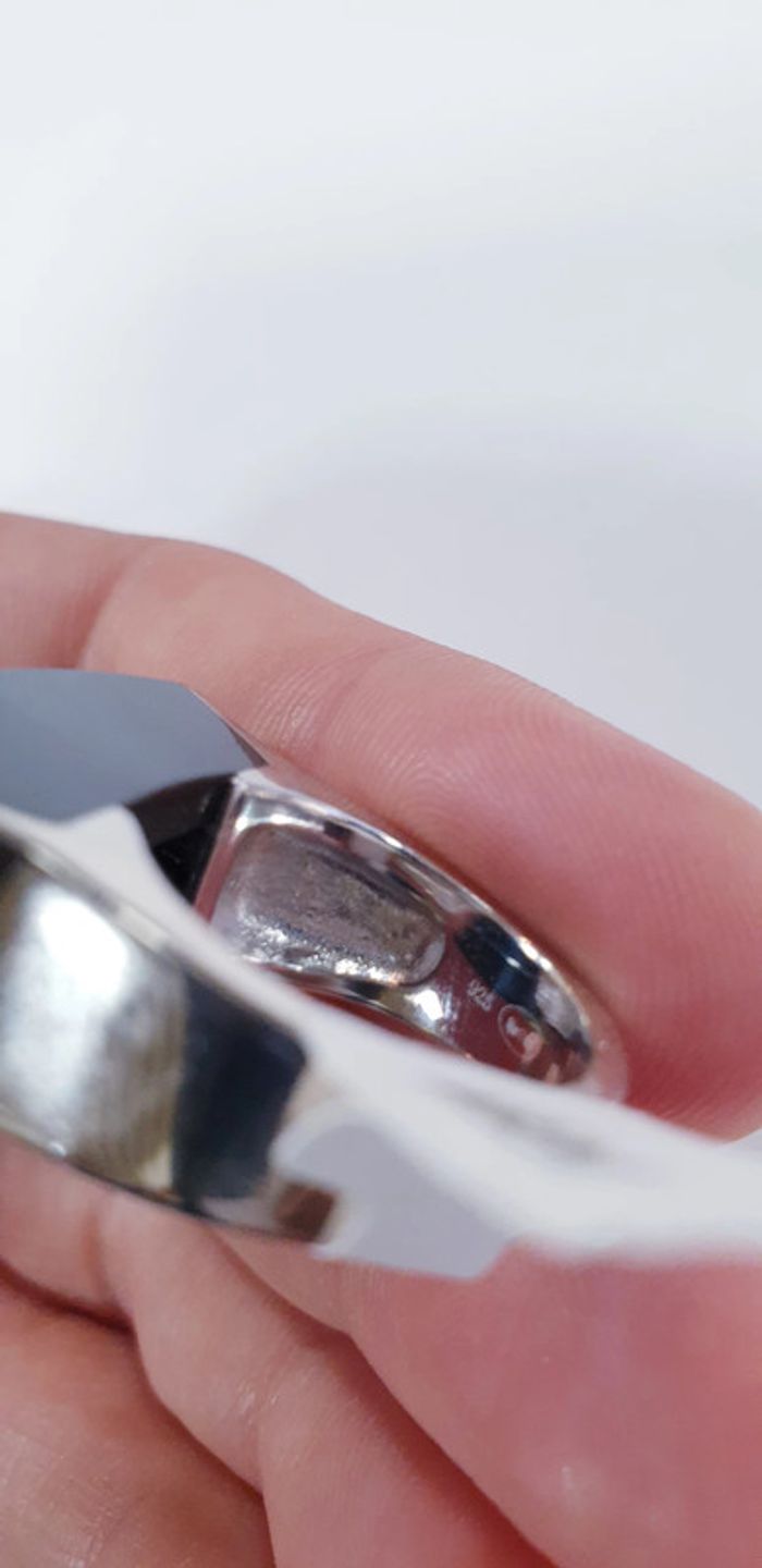 Neuve : superbe bague argent 925 onyx et zyrconium - photo numéro 6