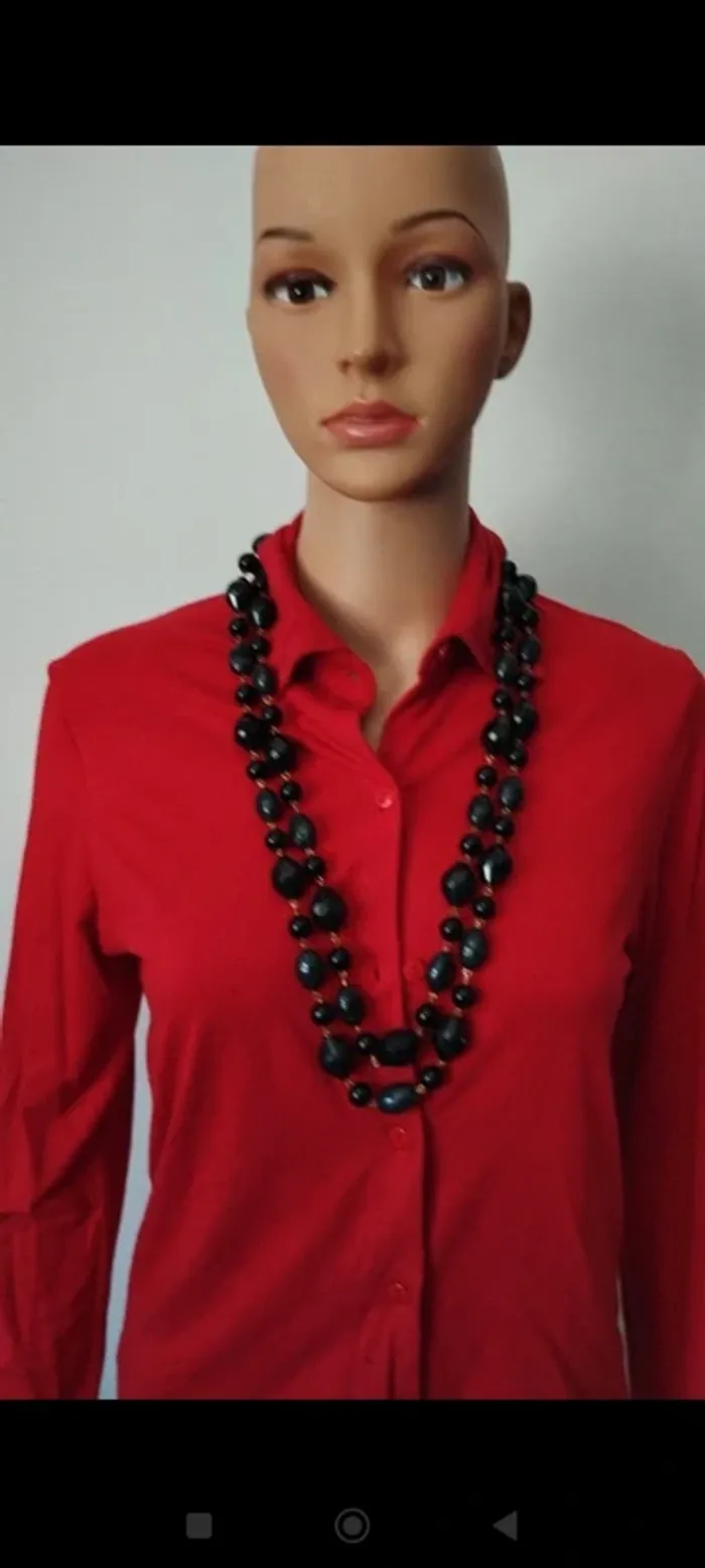 Collier sautoir perles noir femme fantaisie