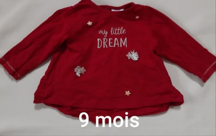 Tee-shirt manches longues / blouse rouge bordeaux fille - tape à l'Œil - 9 mois