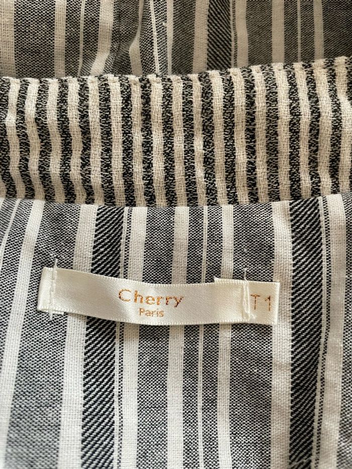 Veste blazer à manches longues style officier blanc rayure gris neuf Cherry taille 36 - photo numéro 6