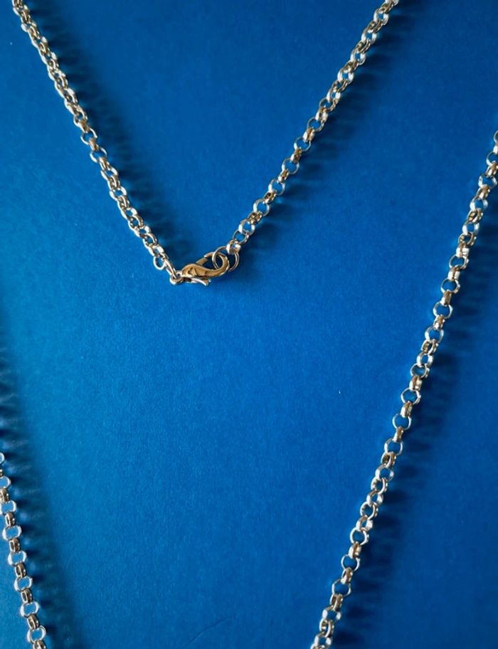 Collier long NEUF avec chaine et médaillon en métal argenté - photo numéro 6