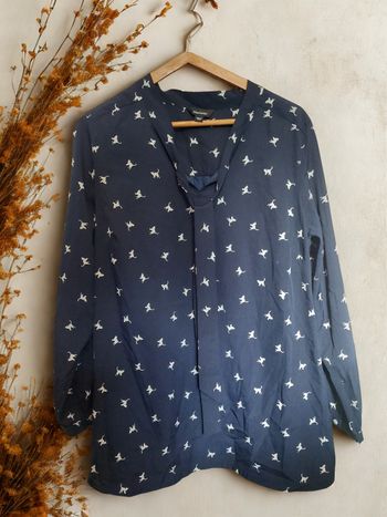 Blouse bleu marine fluide motif chats