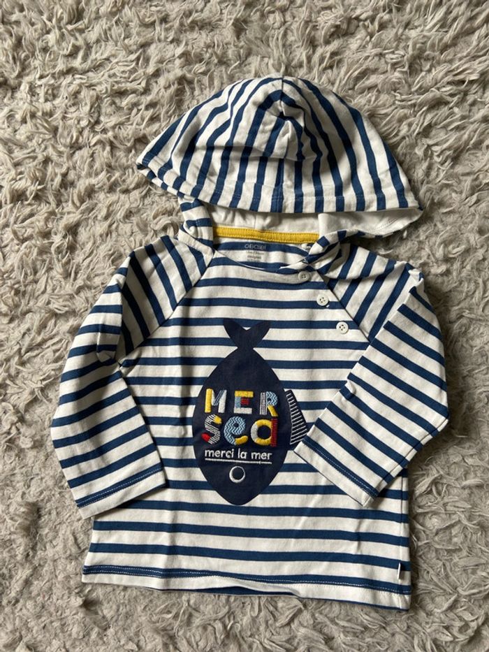 T shirt ml a capuche 12 mois