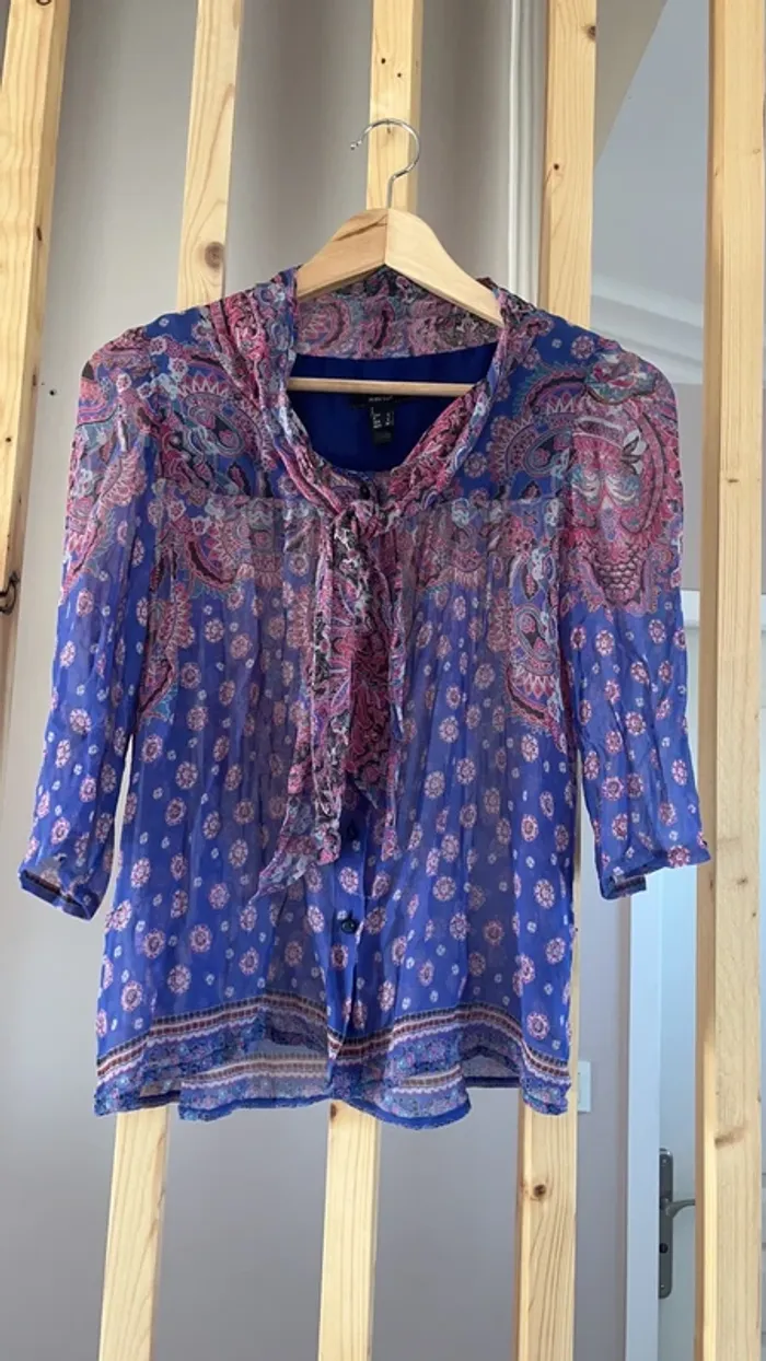 Blouse 3/4 Mango (bleu), M / 38 / 10
