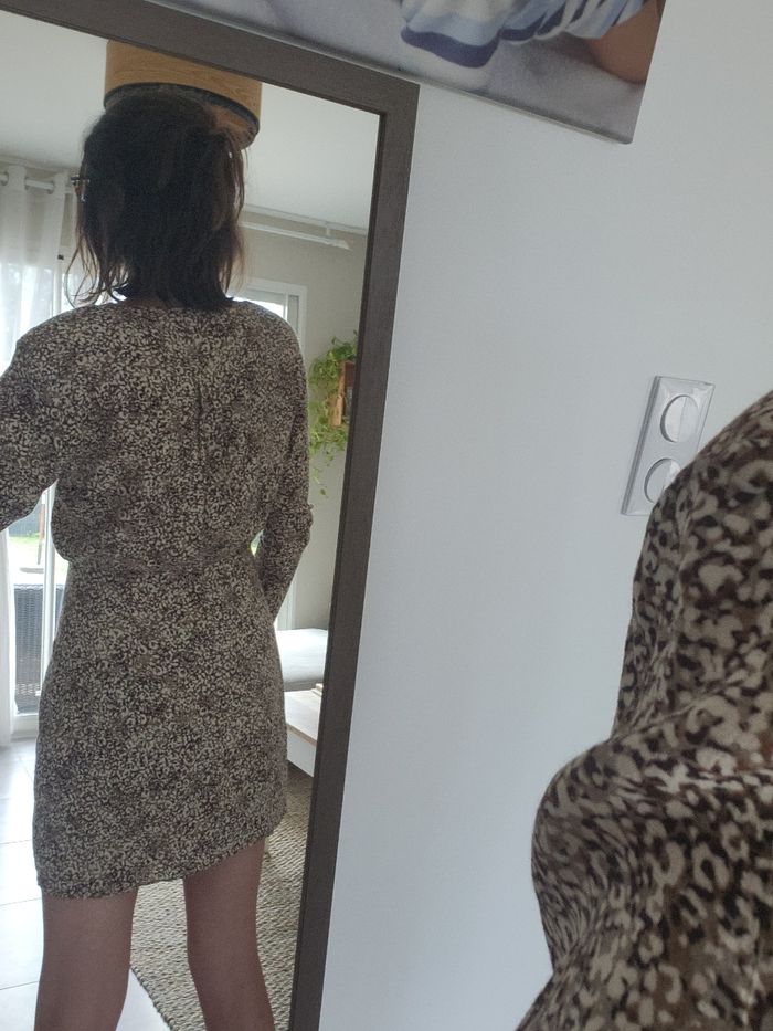 Magnifique robe portefeuille beige léopard Zara - photo numéro 3