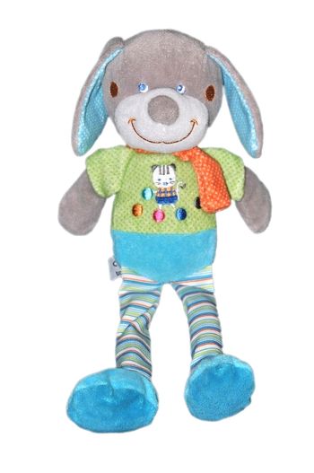 Mots d'Enfants - Doudou  Mots d'Enfants chien lapin vert bleu pois 30 cm