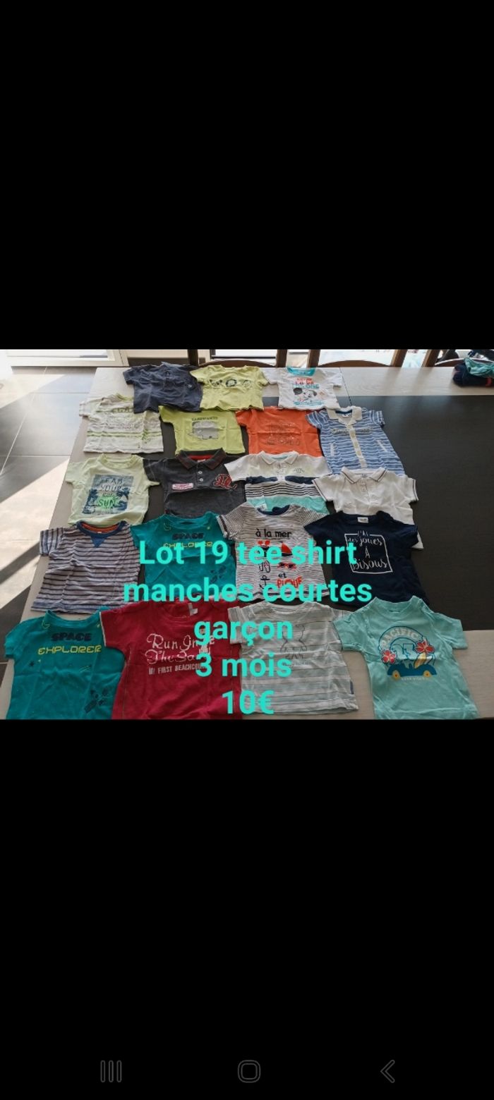 Lot 19 tee shirts manches courtes garçon 3 mois
