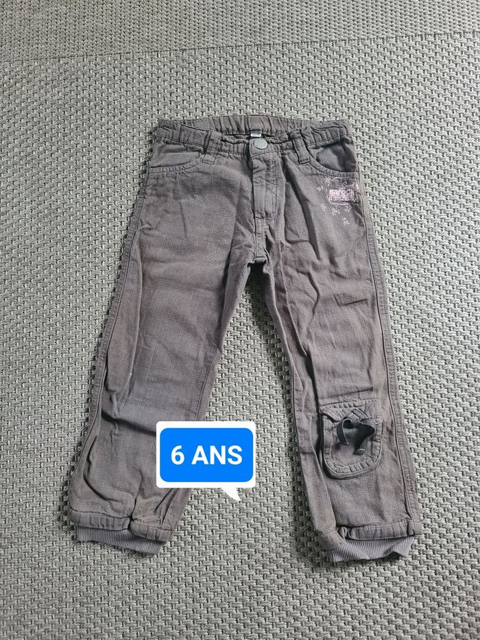 Pantacourt long cargo marron kaki fille - 6 ans