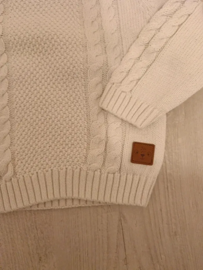 Pull tricot beige 86cm - photo numéro 3