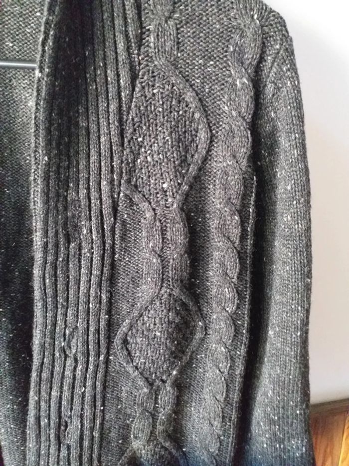 Gilet torsadé gris moucheté - photo numéro 5