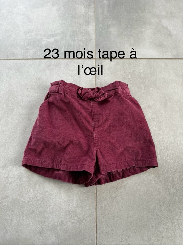 Short velours bordeaux 23 mois tape à l’œil - photo numéro 2