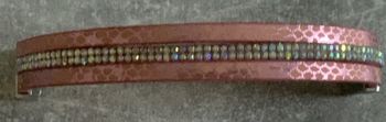 Bracelet manchette rose argenté, fermoir magnétique