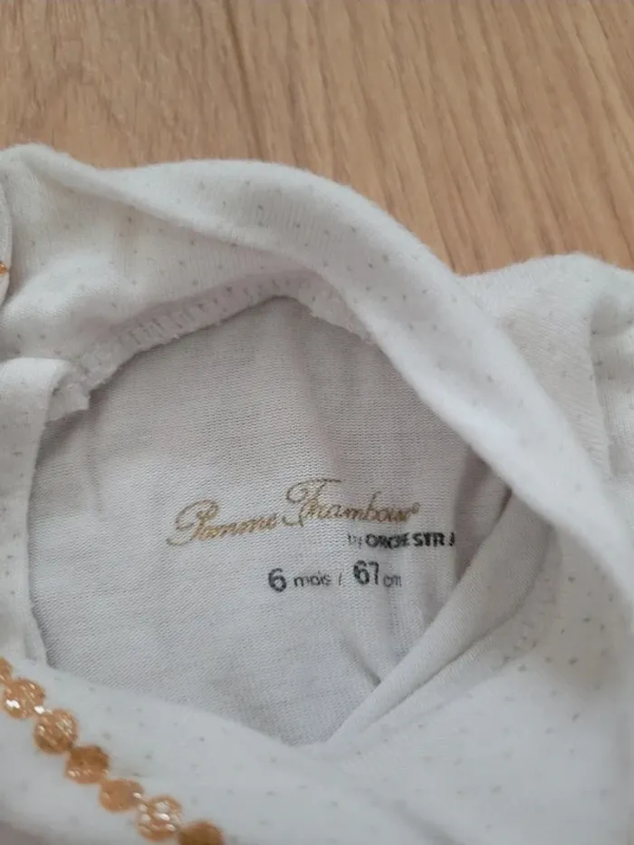 T-shirt blanc détails dorés Orchestra 6 mois - photo numéro 4