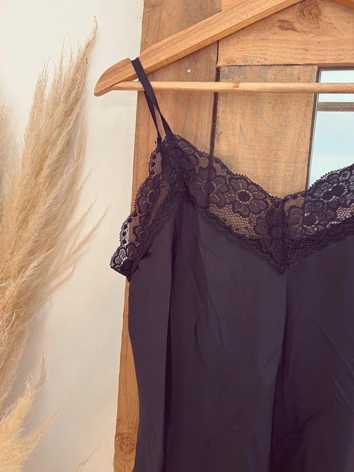 Débardeur femme noir satiné avec dentelle neuf - photo numéro 2