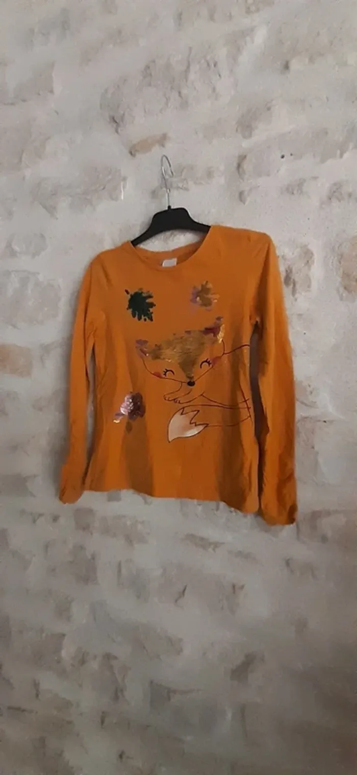 Haut manches longues renard à sequins moutarde - photo numéro 3