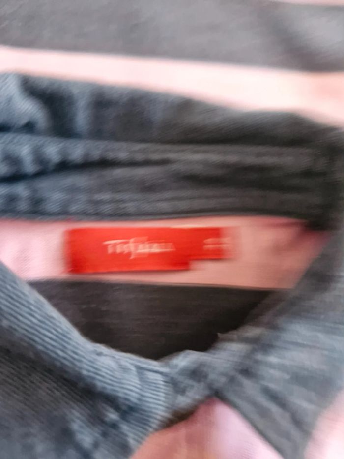Polo manches longues garçon 3 ans Tissaia Rayé rose et marine coton - photo numéro 4