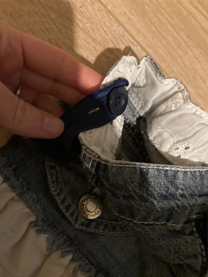 jupe en jean avec volant en dentelle 2 ans - photo numéro 4