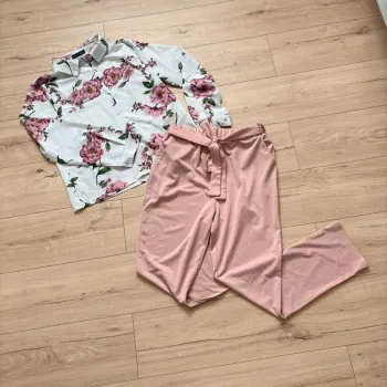 Ensemble femme taille L neuf chemise fleurie et pantalon rose