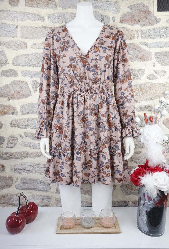 Robe manches longues bohème beige poudré et multicolore Femme taille 54 marque Boohoo 🌺