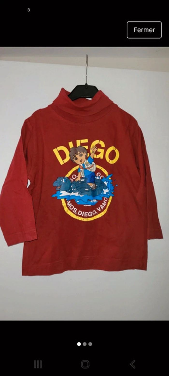 Tee-shirt manche longue col roulé diego garçon 4 ans