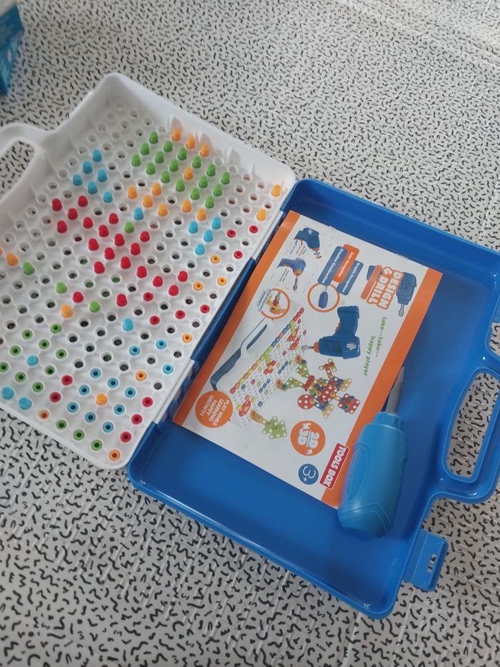 jeu de construction enfant visseuse électrique design & drill + accessoires éducatif motricité fine - photo numéro 8