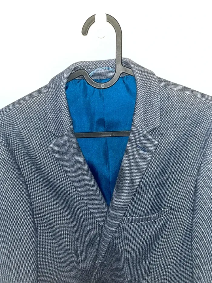 Veste blazer homme bureau mariage cérémonie bleu gris chiné - photo numéro 7