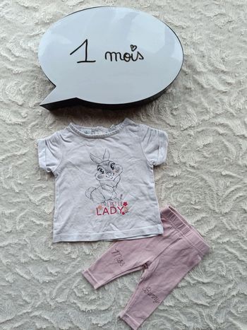 Ensemble été (tee shirt manches courtes+legging) Fille 1 mois Miss Bunny lady Disney Baby