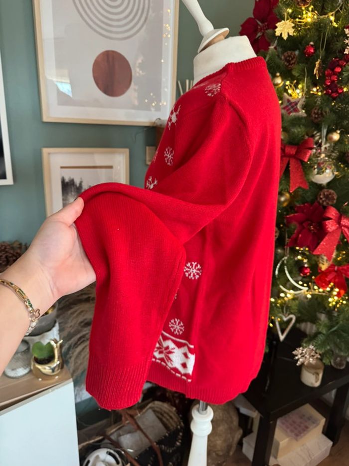 Pull de Noël rouge vert blanc sapin taille XL col rond - photo numéro 3