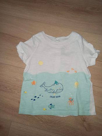 t-shirt sergent major, garçon 9 mois + salopette offerte