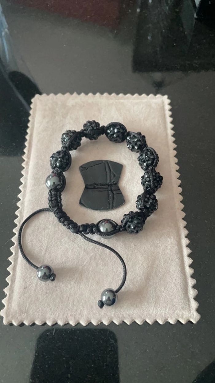 Bracelet en perles diamant noir