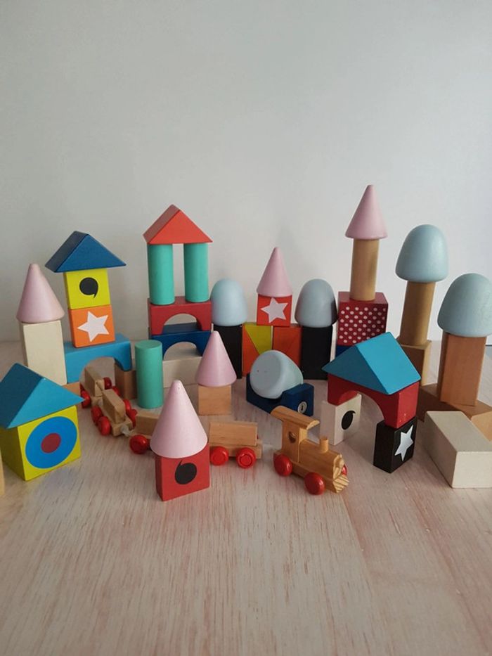 Kubix blocs de construction en bois Janod et petit train - photo numéro 19