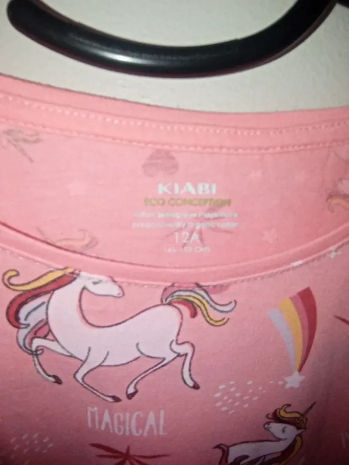 T-shirt manche courte rose motif licorne - photo numéro 2